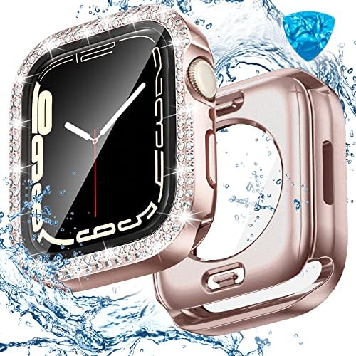[2 ב 1] Goton עבור סדרת מקרה של Apple Watch Series SE / 6/5/4 44 ממ מגן מסך, כיסוי שעון תפוח יהלום עם מגן מסך